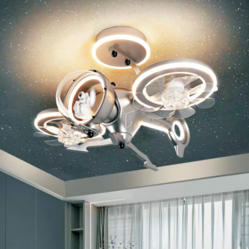 20666 Led Bedroom Ceiling Fan Lights, Spacecraft Lighting, Remote Control